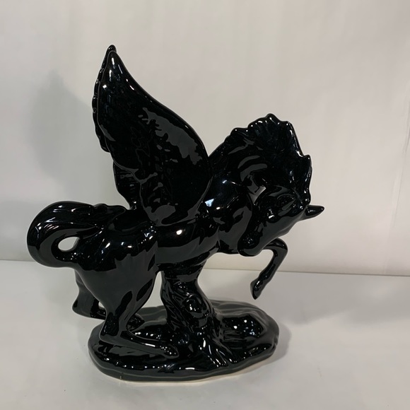 Pegasus black winged horse statue ceramic